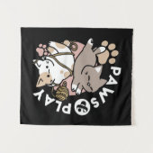 Cute Playful Cats Design – Fun Paws and Play Art Wandteppich (Vorderseite (Horizontal))
