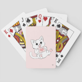 Cute Playful Kitten Whimsical Love Pink Playing  Spielkarten