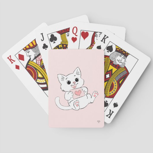 Cute Playful Kitten Whimsical Love Pink Playing  Spielkarten (Rückseite)