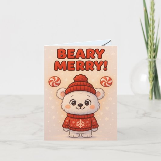 Cute Polar Bear Christmas Karte (Vorderseite)