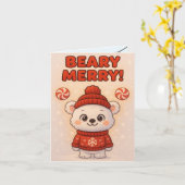 Cute Polar Bear Christmas Karte (Gelbe Blume)
