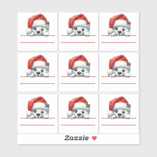 Cute Polar Bear Christmas Label (Blatt)