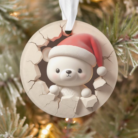 Cute Polar Bear Double-Sided Holiday Ornament (Baum)