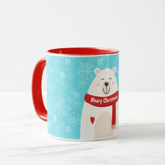 Cute Polar Bear Holiday Art Personal Mug Cup Tasse (Vorderseite Links)