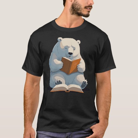 Cute Polar Bear is reading a Book, Reading Polar B T-Shirt (Vorderseite)