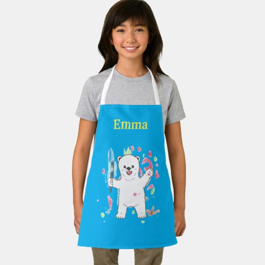 Cute Polar bear Kids Name Art Apron Schürze (Insitu)