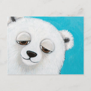 Cute Polar Bear on Blue Postcard Postkarte