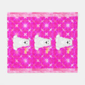 Cute Polar Bear Pink Floral Fleece Blanket (Vorderseite (Horizontal))