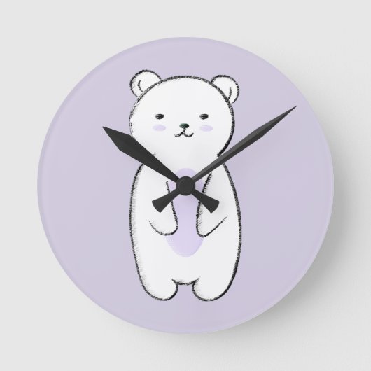 Cute Polar Bear Runde Wanduhr (Vorderseite)