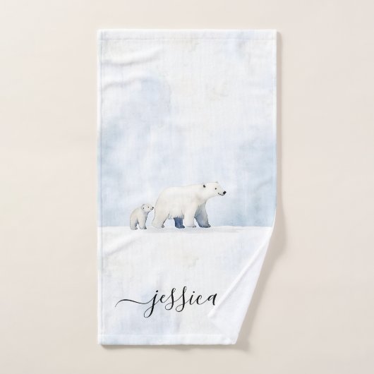 Cute polar bear script name badhandtuch set (Handtuch)