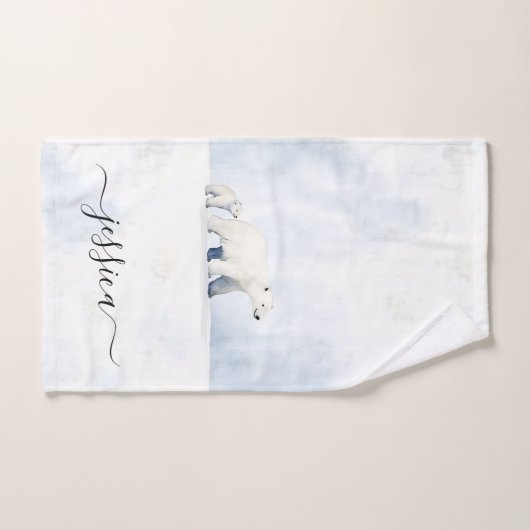 Cute polar bear script name badhandtuch set (Handtuch)