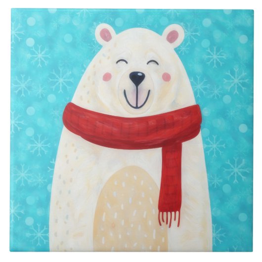 Cute Polar Bear Snow Winter Decorative Tile Fliese (Vorderseite)