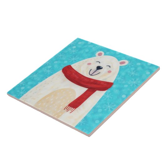 Cute Polar Bear Snow Winter Decorative Tile Fliese (Seite)