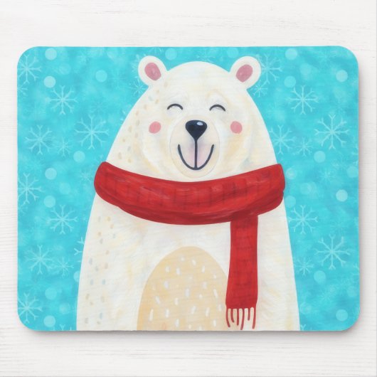 Cute Polar Bear Winter Mousepad (Vorne)