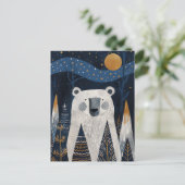 Cute Polar Bear Winter Scenery Nordic Christmas Postkarte (Stehend Vorderseite)