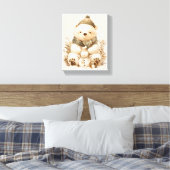 Cute Polar Bear With Snowman Canvas Nursery Decor Leinwanddruck (Insitu (Schlafzimmer))