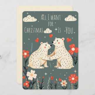 Cute Polar Bears Christmas Card Feiertagskarte