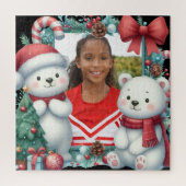 Cute Polar Bears Christmas Peppermint Photo Puzzle (Vertikal)