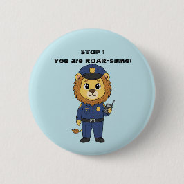 Cute police officer lion Cop Kids Valentine Button