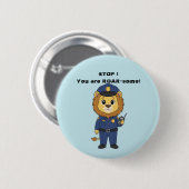 Cute police officer lion Cop Kids Valentine Button (Vorne & Hinten)