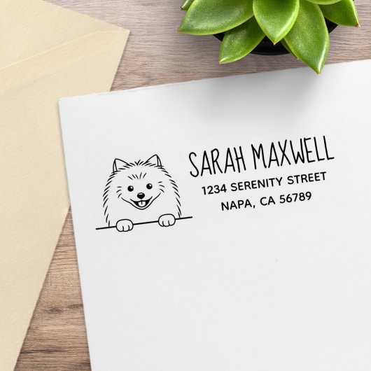 Cute Pomeranian Dog Return Address Gummistempel