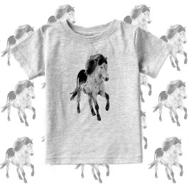 Cute Pony in motion, black and white Baby T-shirt
