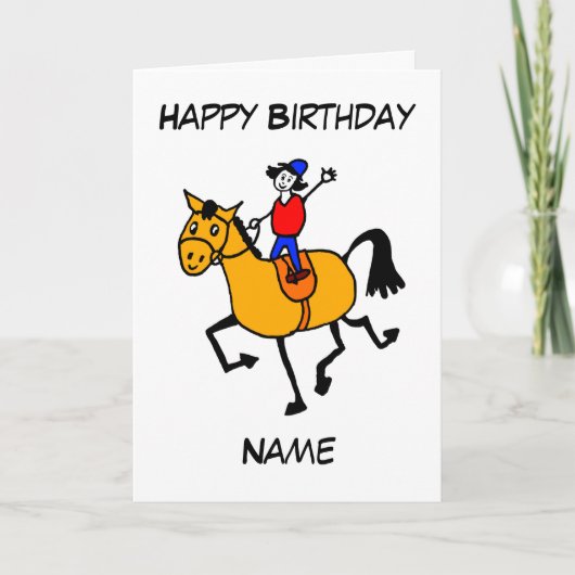 Cute Pony Trot on Cartoon Birthday Karte (Vorderseite)
