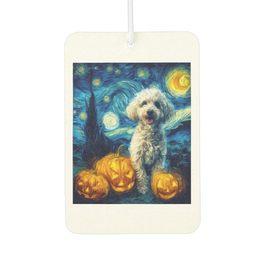 Cute Poodle Dog Halloween Jack O Lantern Pumpkin F Autolufterfrischer (Vorderseite)