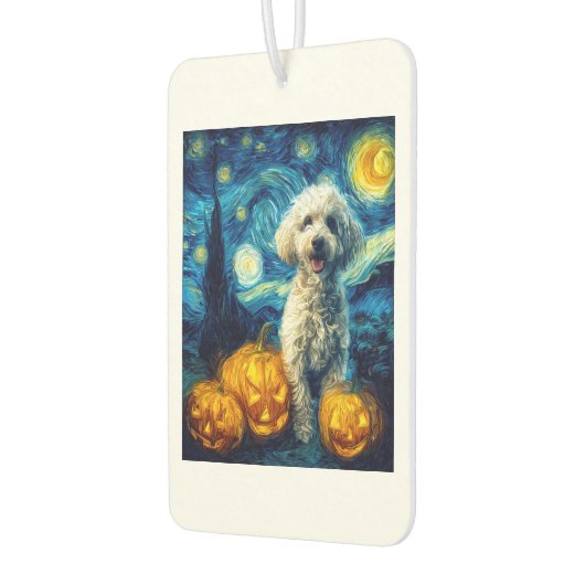 Cute Poodle Dog Halloween Jack O Lantern Pumpkin F Autolufterfrischer (Links)