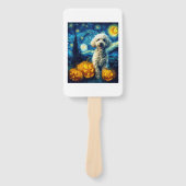 Cute Poodle Dog Halloween Jack O Lantern Pumpkin F Fächer (Vorderseite)