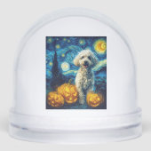 Cute Poodle Dog Halloween Jack O Lantern Pumpkin F Schneekugeln (Vorderseite)