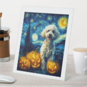 Cute Poodle Dog Halloween Jack O Lantern Pumpkin F Sockelschild (In Situ)