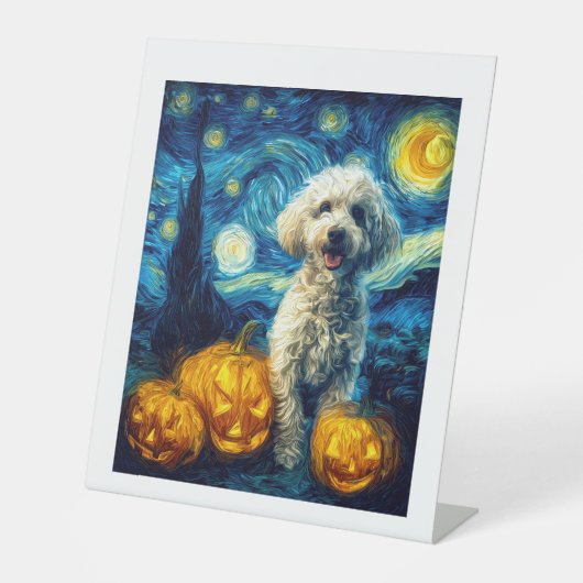 Cute Poodle Dog Halloween Jack O Lantern Pumpkin F Sockelschild (Vorderseite)