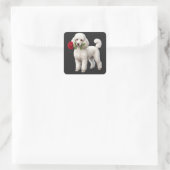 ‏Cute Poodle Dog Quadratischer Aufkleber (Tasche)