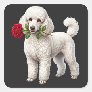 ‏Cute Poodle Dog Quadratischer Aufkleber
