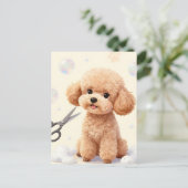 Cute Poodle Grooming Bubbles Scissors  Postkarte (Stehend Vorderseite)