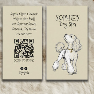 Cute Poodle Hund Grooming Spa QR Code Visitenkarte