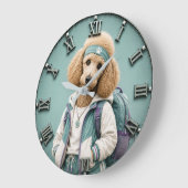 Cute Poodle Puppy Große Wanduhr (Winkel)