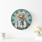 Cute Poodle Puppy Große Wanduhr (Zuhause)