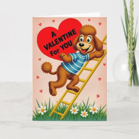 Cute Poodle Valentine Love Card Karte (Vorderseite)