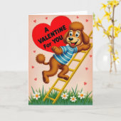 Cute Poodle Valentine Love Card Karte (Gelbe Blume)