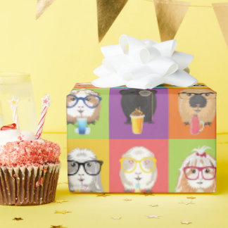 Cute Pop-Art Guinea Pig Wrapping Paper Geschenkpapier