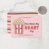 Cute Popcorn Valentine Classroom Note Card Mitteilungskarte (Vorderseite/Rückseite Beispiel)