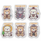 Cute Positive Bear-6 Designs Aufkleber (Vorderseite)