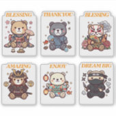 Cute Positive Bear-6 Designs-vol4 Aufkleber (Vorderseite)