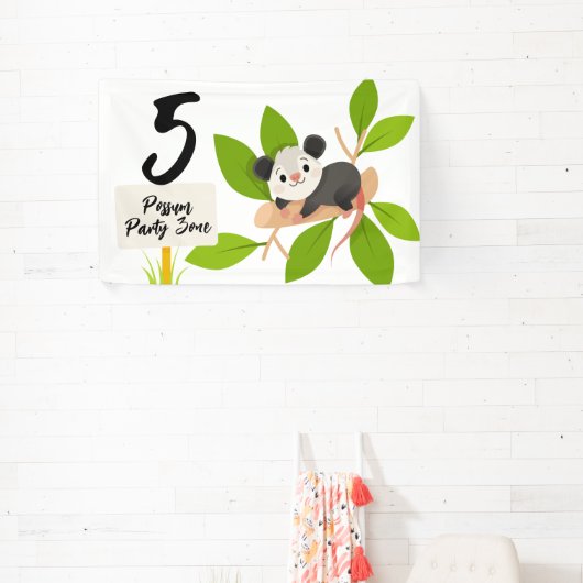 Cute Possum Party Zone Custom Age Number Banner (InSitu)