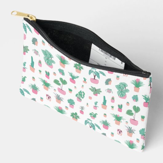 Cute Potted Plants Pattern Zipper Pouch Zubehörtasche (Offen)