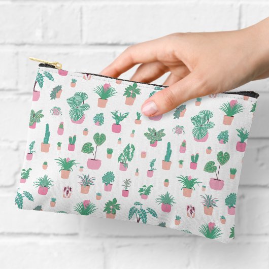 Cute Potted Plants Pattern Zipper Pouch Zubehörtasche