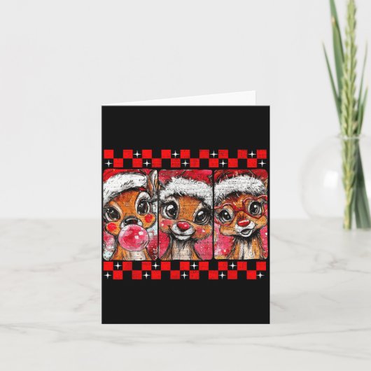 Cute Preppy Christmas,reindeer Brushstrokes Funny Karte (Vorderseite)