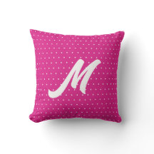 Cute preppy girly hot pink polka dots monogram
